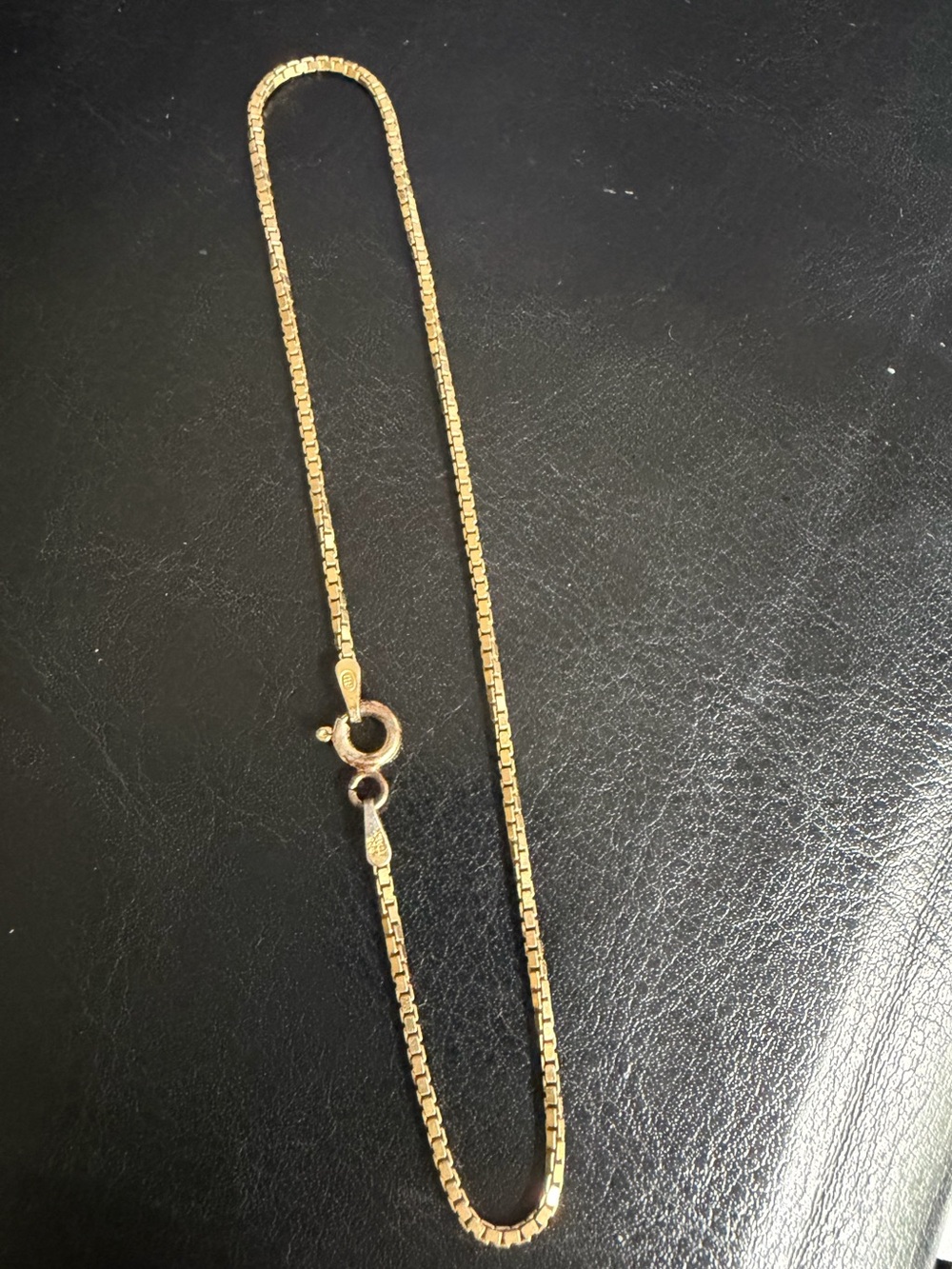 925 Italy Sterling Silver Gold Plated Classic Gold Box Chain Bracelet